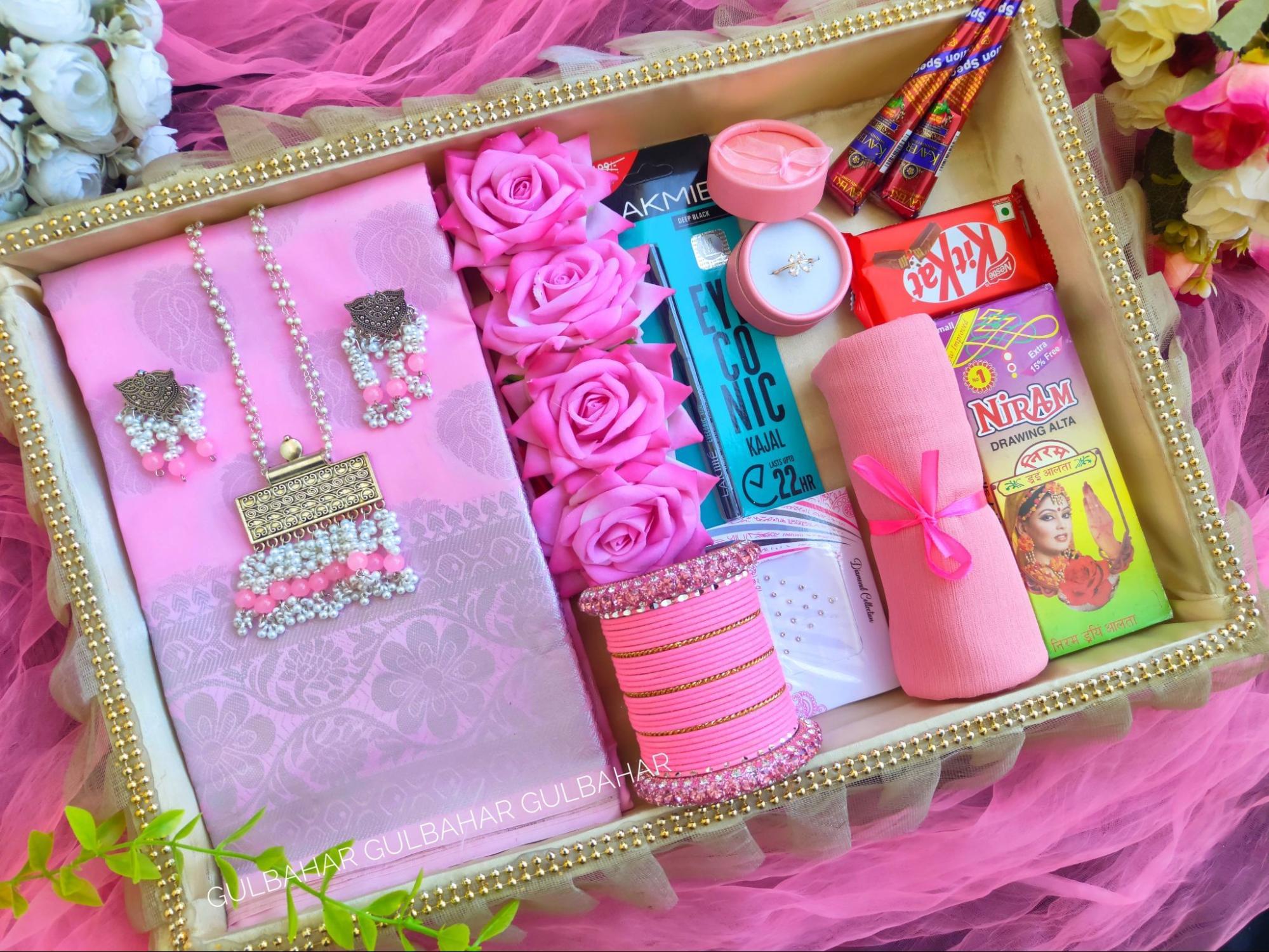 পিঙ্ক কাতান শাড়ী কম্বো