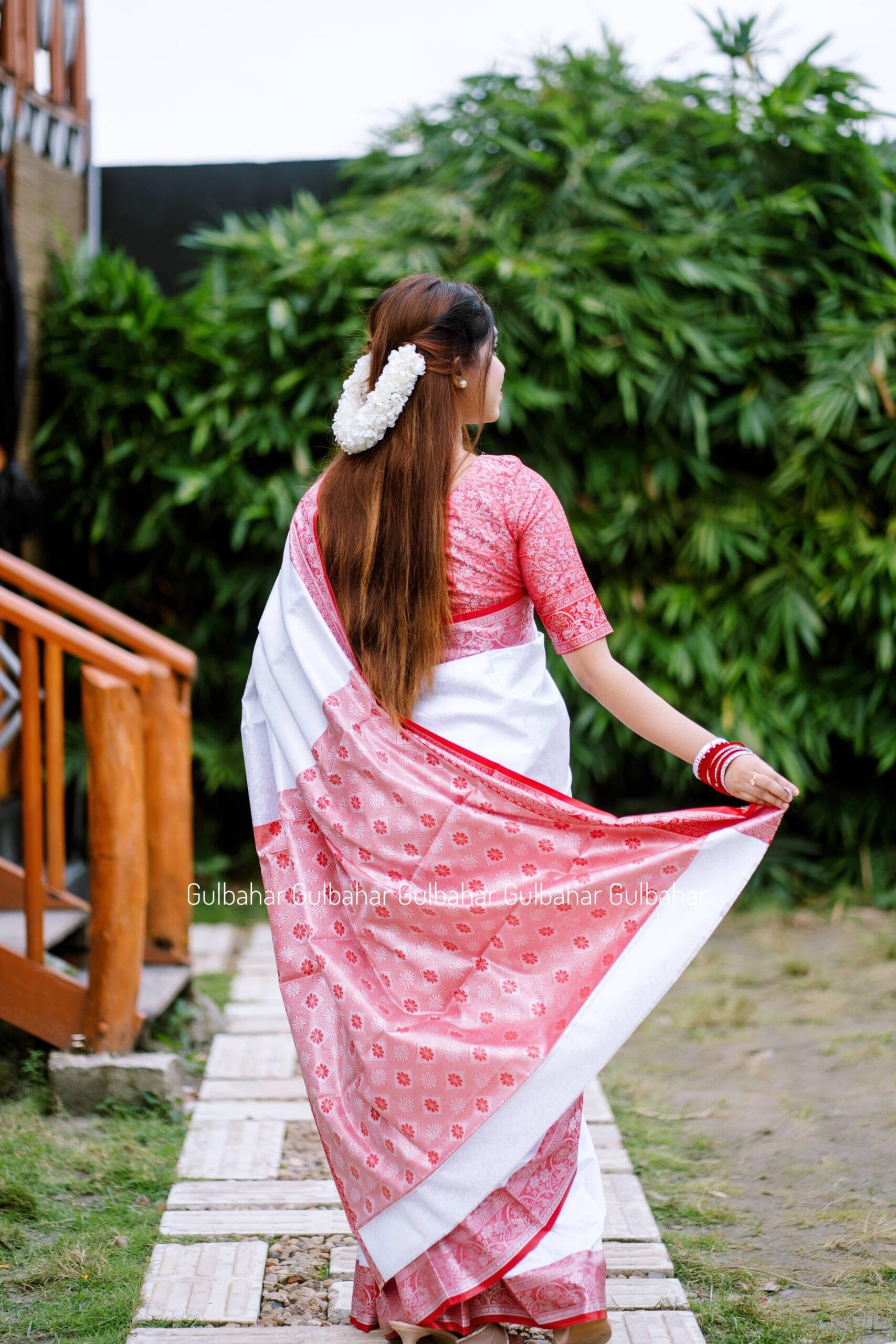 শুভ্র লাল কান্তা শাড়ি - Image 2